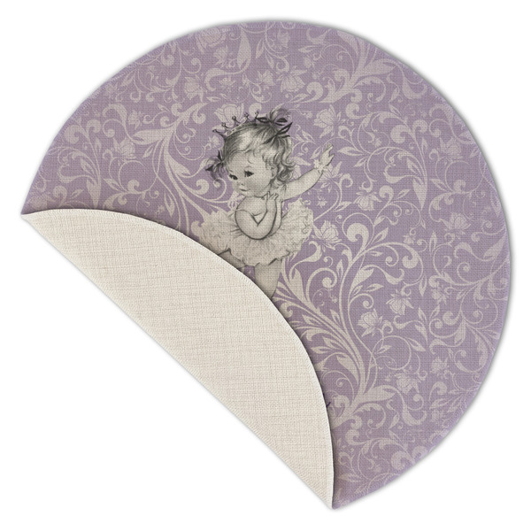 Ballerina Round Linen Placemats - Front (folded corner single sided)