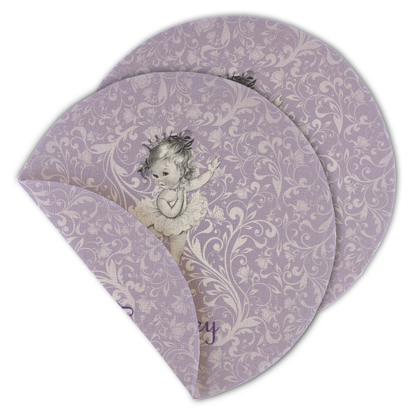 Custom Ballerina Round Linen Placemat - Double Sided (Personalized)