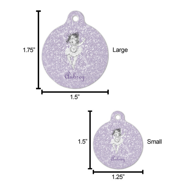 Ballerina Round Pet ID Tag - Large - Comparison Scale