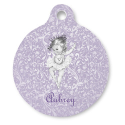 Ballerina Round Pet ID Tag - Large (Personalized)