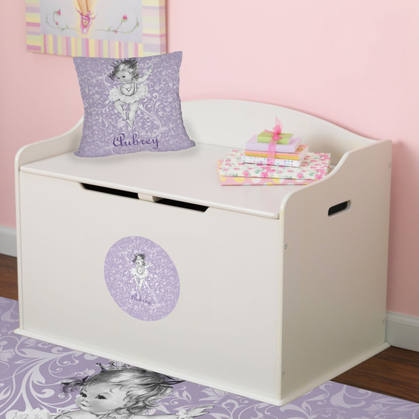 Ballerina Round Wall Decal on Toy Chest