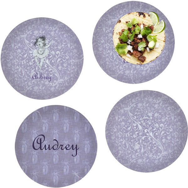 Custom Ballerina Set of 4 Glass Lunch / Dinner Plate 10" (Personalized)