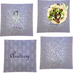 Ballerina Set of 4 Glass Square Lunch / Dinner Plate 9.5" (Personalized)