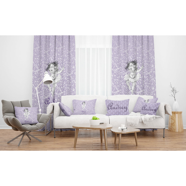 Ballerina Sheer and Custom Curtains in Room with Matching Pillows