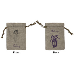 Ballerina Small Burlap Gift Bag - Front & Back (Personalized)