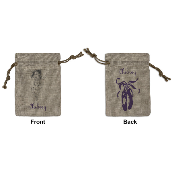 Custom Ballerina Small Burlap Gift Bag - Front & Back (Personalized)