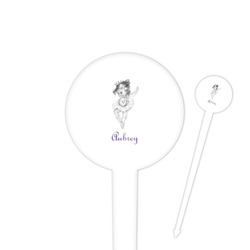 Ballerina 4" Round Plastic Food Picks - White - Double Sided (Personalized)