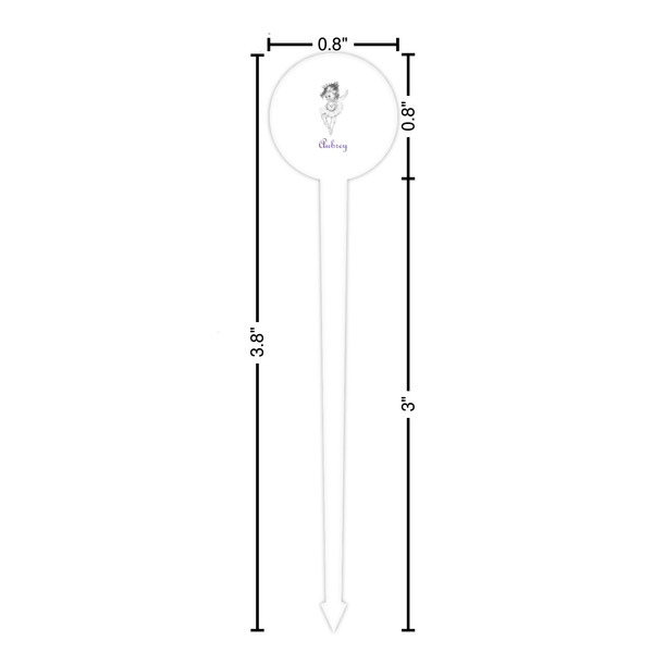 Ballerina White Plastic 4" Food Pick - Round - Dimensions