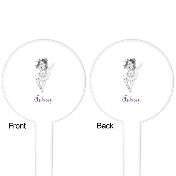 Ballerina White Plastic 4" Food Pick - Round - Double Sided - Front & Back