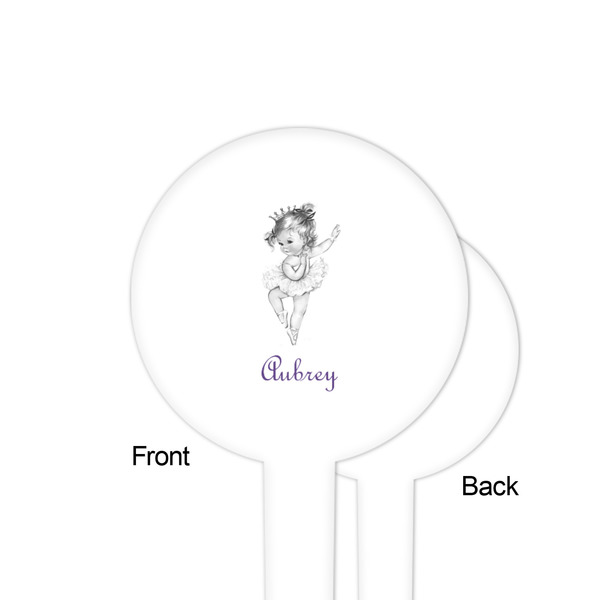 Ballerina White Plastic 4" Food Pick - Round - Single Sided - Front & Back