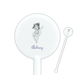Ballerina 5.5" Round Plastic Stir Sticks - White - Single Sided (Personalized)