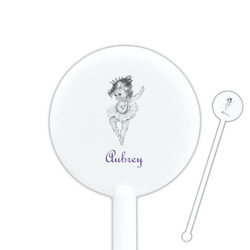 Ballerina 5.5" Round Plastic Stir Sticks - White - Single Sided (Personalized)
