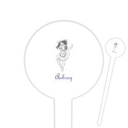 Ballerina 6" Round Plastic Food Picks - White - Single Sided (Personalized)