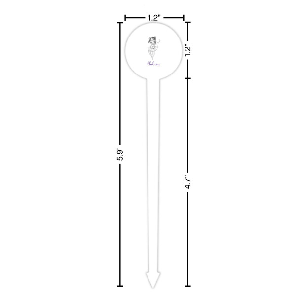 Ballerina White Plastic 6" Food Pick - Round - Dimensions