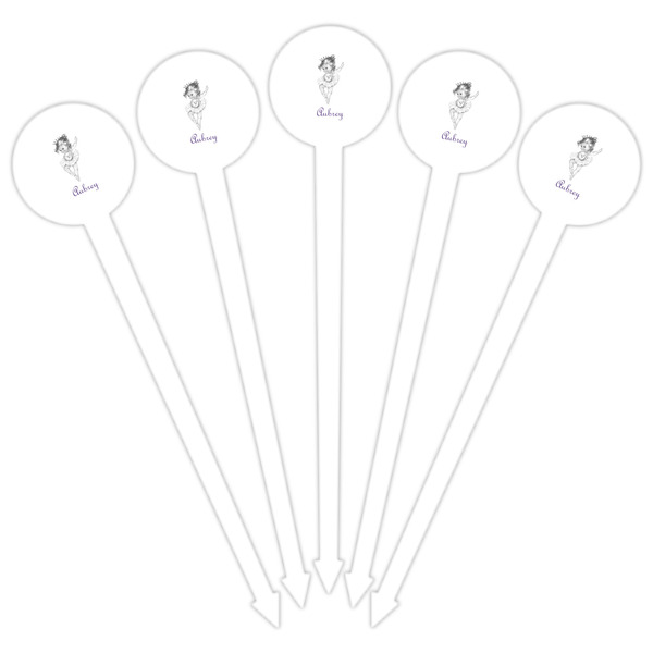 Ballerina White Plastic 6" Food Pick - Round - Fan View