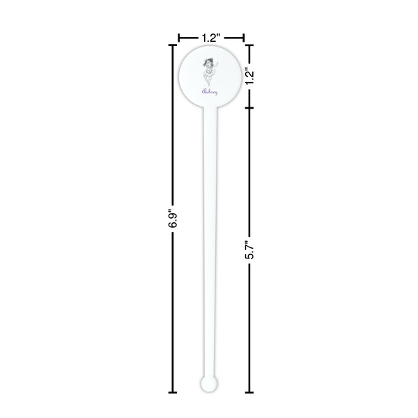 Ballerina White Plastic 7" Stir Stick - Round - Dimensions