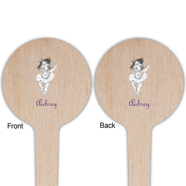 Ballerina Wooden 4" Food Pick - Round - Double Sided - Front & Back
