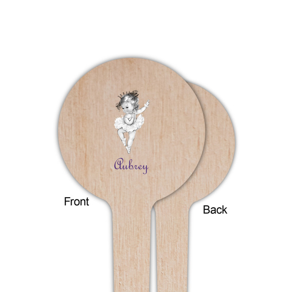 Ballerina Wooden 4" Food Pick - Round - Single Sided - Front & Back
