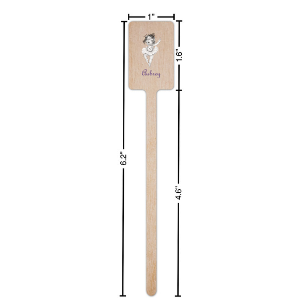 Ballerina Wooden 6.25" Stir Stick - Rectangular - Dimensions