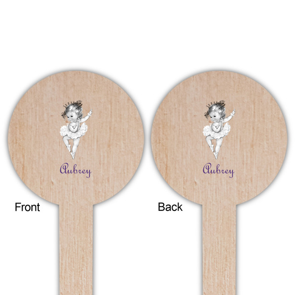 Ballerina Wooden 6" Food Pick - Round - Double Sided - Front & Back