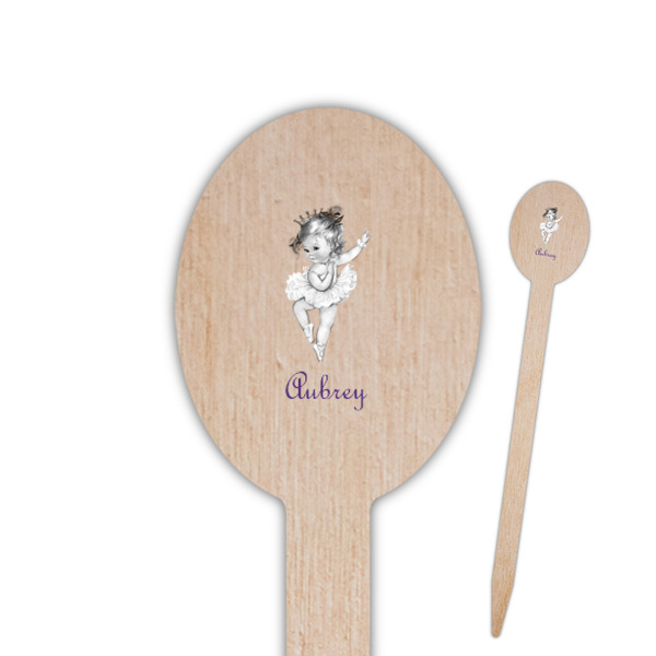 Custom Ballerina Oval Wooden Food Picks - Single Sided (Personalized)