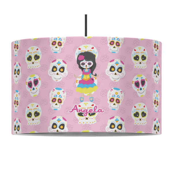Custom Kids Sugar Skulls 12" Drum Pendant Lamp - Fabric (Personalized)