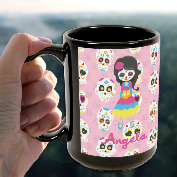 Kids Sugar Skulls 15oz. Black Mug - LIFESTYLE