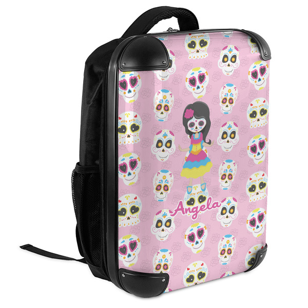 Kids Sugar Skulls 18" Hard Shell Backpacks - ANGLED VIEW