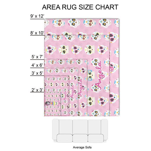 Kids Sugar Skulls 2'x3' Indoor Area Rugs - Size Chart