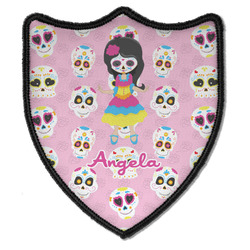 Kids Sugar Skulls Iron On Shield Patch B w/ Name or Text