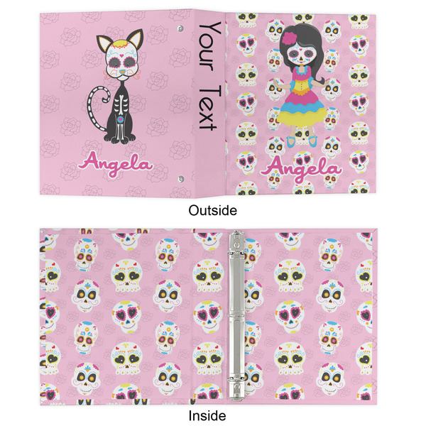 Kids Sugar Skulls 3 Ring Binders - Full Wrap - 1" - APPROVAL