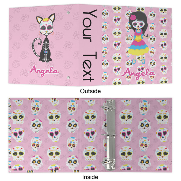 Kids Sugar Skulls 3 Ring Binders - Full Wrap - 2" - APPROVAL