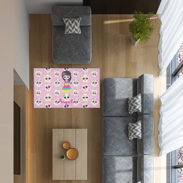 Kids Sugar Skulls 3'x5' Indoor Area Rugs - IN CONTEXT
