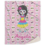Kids Sugar Skulls Sherpa Throw Blanket (Personalized)