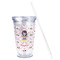 Kids Sugar Skulls Acrylic Tumbler - Full Print - Front straw out