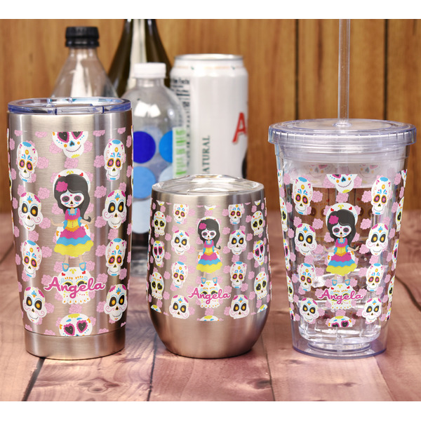 Kids Sugar Skulls Acrylic Tumbler - Full Print - In Context