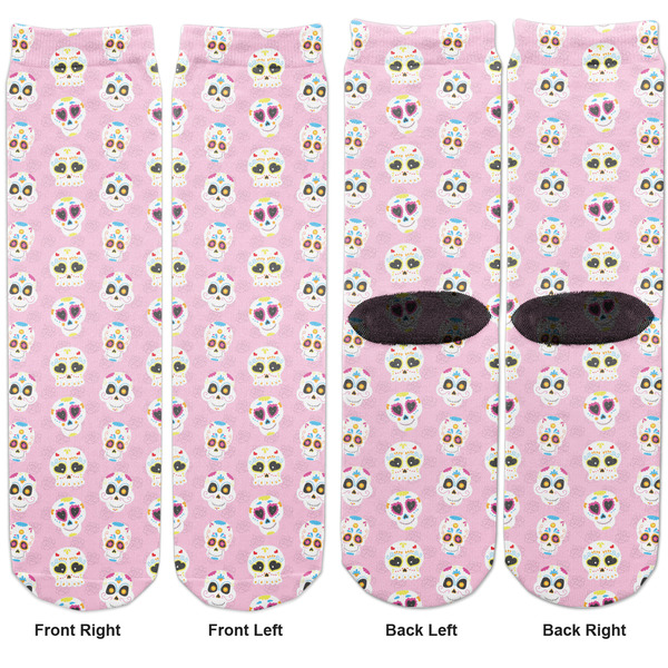 Kids Sugar Skulls Adult Crew Socks - Double Pair - Front and Back - Apvl