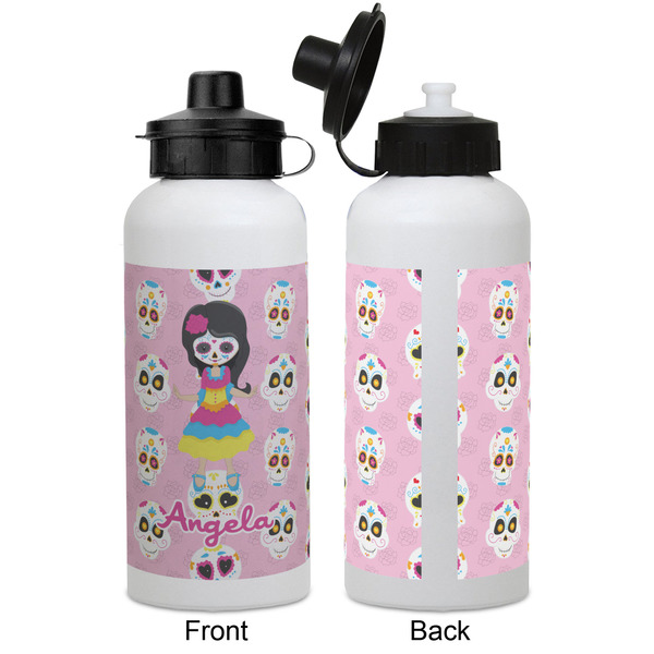 Kids Sugar Skulls Aluminum Water Bottle - White APPROVAL