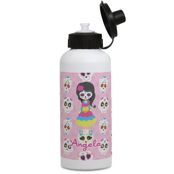 Custom Kids Sugar Skulls Water Bottles - Aluminum - 20 oz - White (Personalized)