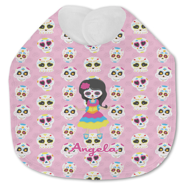 Custom Kids Sugar Skulls Jersey Knit Baby Bib w/ Name or Text