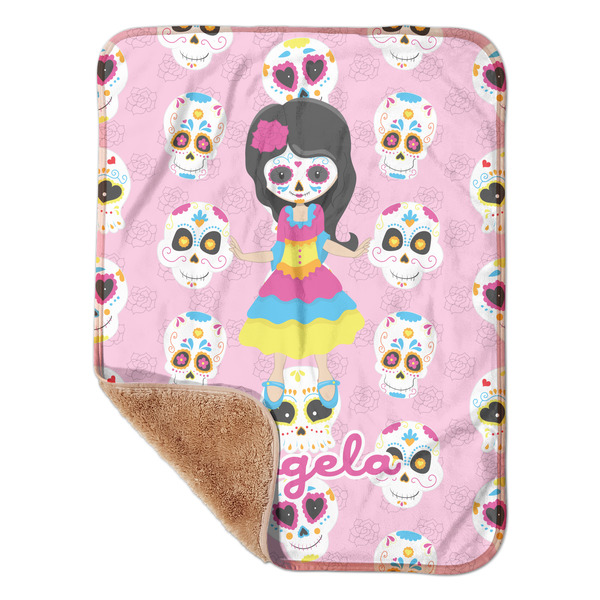 Custom Kids Sugar Skulls Sherpa Baby Blanket - 30" x 40" w/ Name or Text