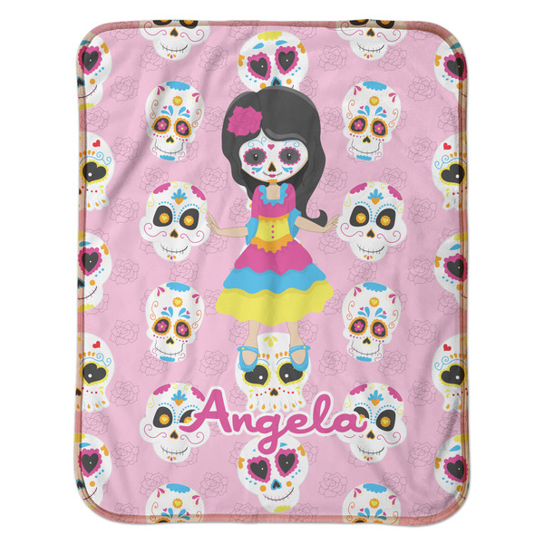 Kids Sugar Skulls Baby Sherpa Blanket - Flat