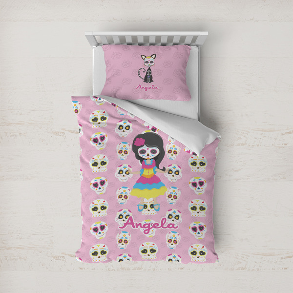 Custom Kids Sugar Skulls Duvet Cover Set - Twin (Personalized)