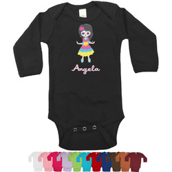 Kids Sugar Skulls Long Sleeves Bodysuit - 12 Colors (Personalized)