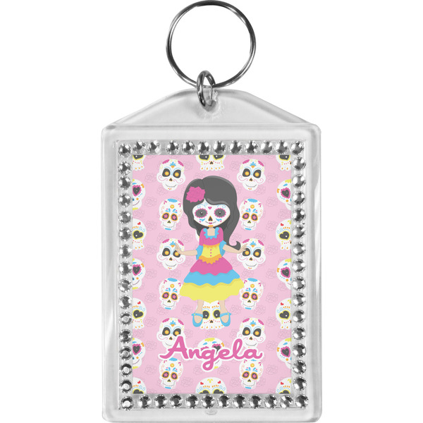 Custom Kids Sugar Skulls Bling Keychain (Personalized)
