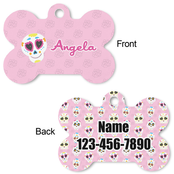 Kids Sugar Skulls Bone Shaped Dog ID Tag - Large - Approval
