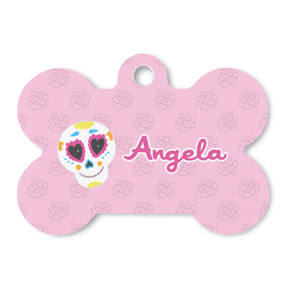 Custom Kids Sugar Skulls Bone Shaped Dog ID Tag (Personalized)