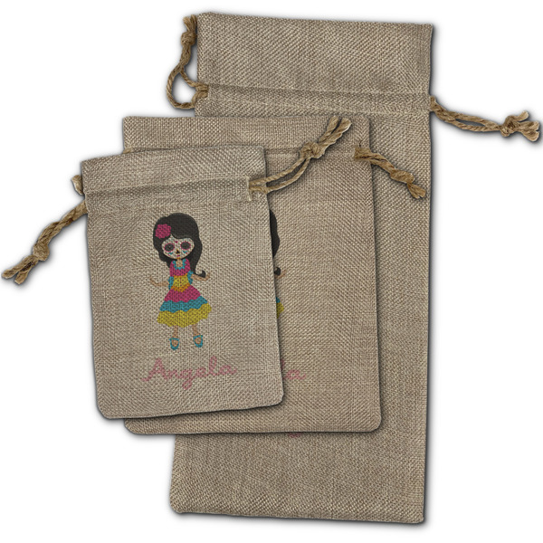 Kids Sugar Skulls Burlap Gift Bags - (PARENT MAIN) All Three