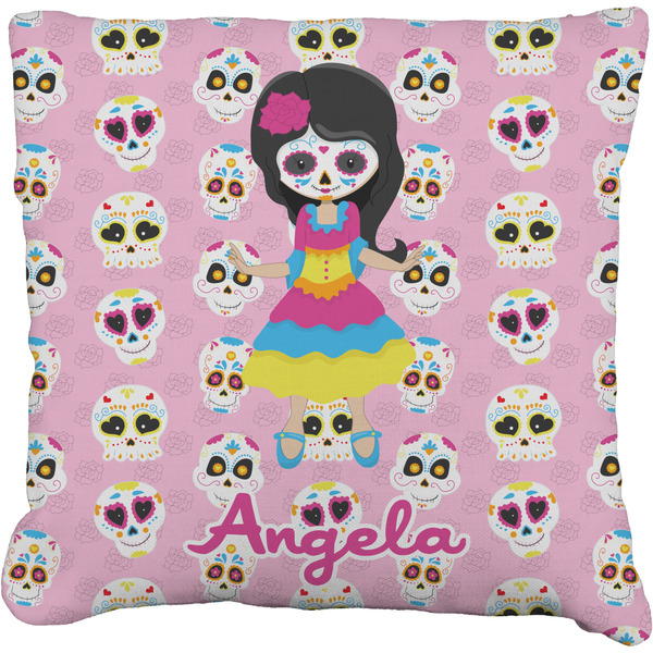 Custom Kids Sugar Skulls Faux-Linen Throw Pillow 16" (Personalized)