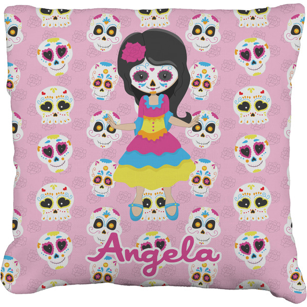 Custom Kids Sugar Skulls Faux-Linen Throw Pillow 18" (Personalized)